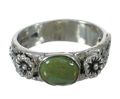 Southwest Authentic Sterling Silver Turquoise Flower Ring Size 8-1/4 YX91627